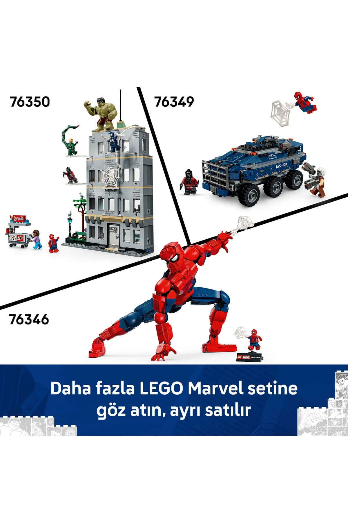 مجموعه ساختنی فیگور قهرمان Spider-Man از Marvel برای بالای ۱۲ سال لگو 813 قطعه مدل 76346 مجموعه ساختنی فیگور قهرمان Spider-Man از Marvel برای بالای ۱۲ سال لگو 813 قطعه مدل 76346