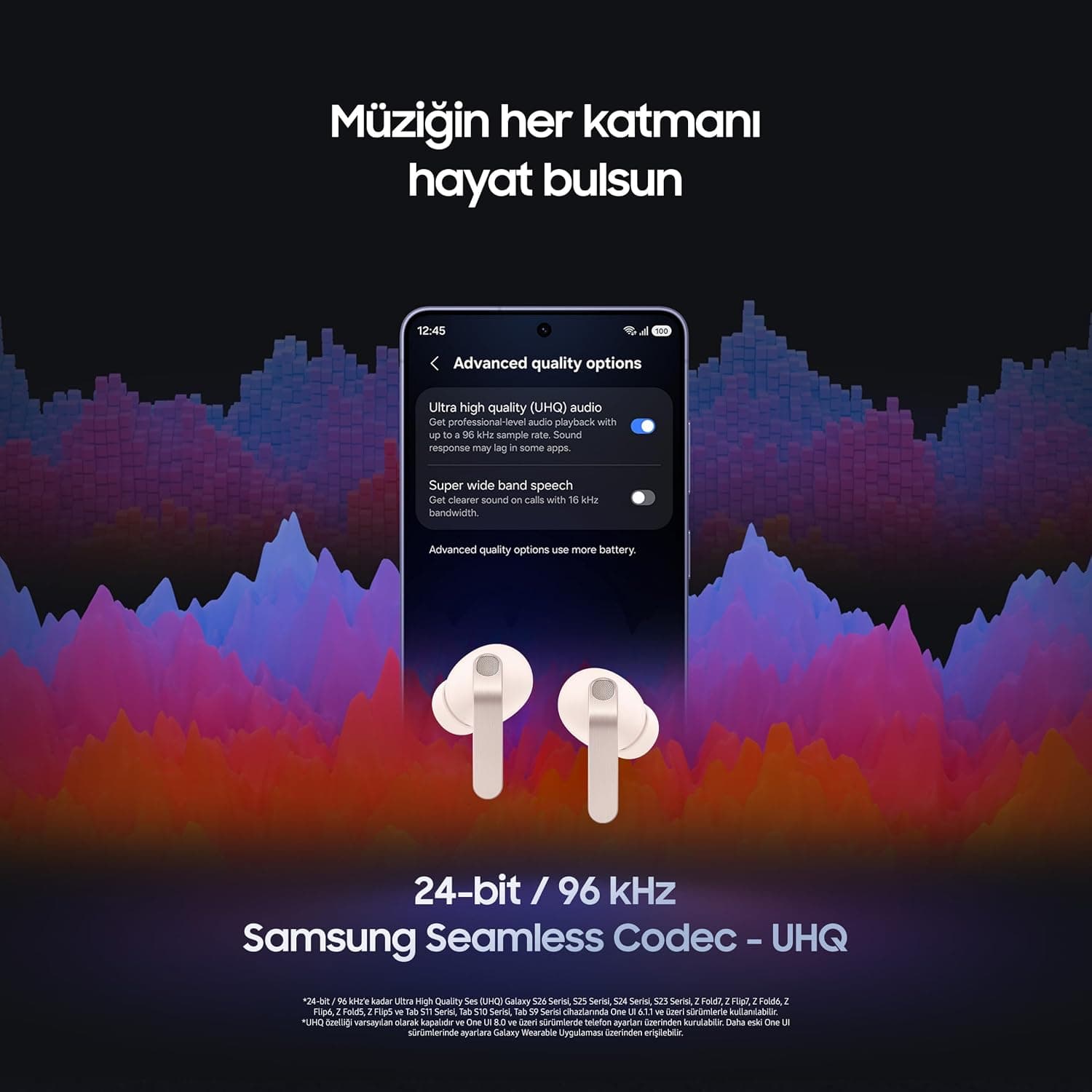 هدفون بلوتوثی Samsung Galaxy Buds4 Pro طلایی با بدنه فلزی، بلندگوی 2 راهه، تقویتکننده دوگانه، ANC و کنترل تطبیقی نویز هدفون بلوتوثی Samsung Galaxy Buds4 Pro طلایی با بدنه فلزی، بلندگوی 2 راهه، تقویتکننده دوگانه، ANC و کنترل تطبیقی نویز