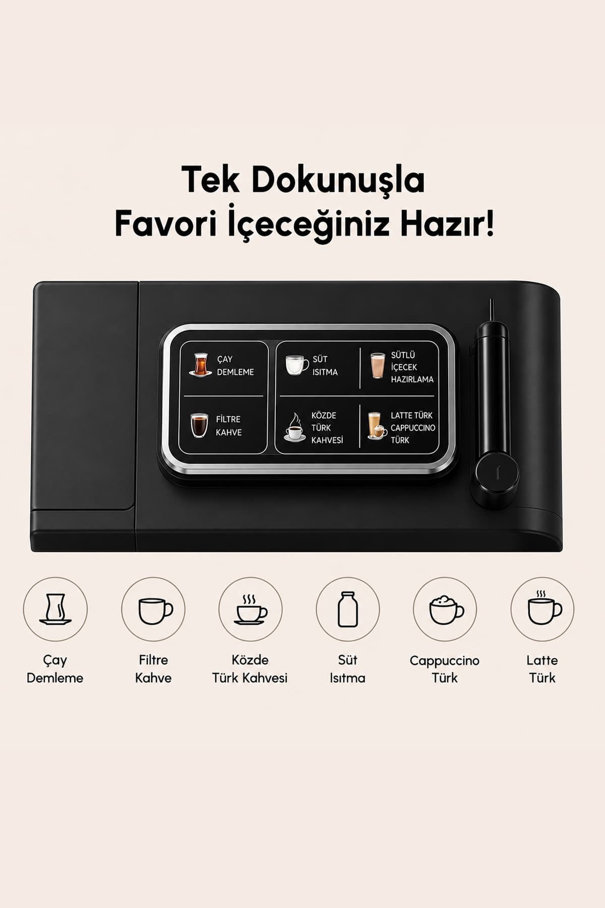 دستگاه قهوهساز Karaca مدل Hatır Plus Barista 6 In 1 برای لاته، کاپوچینو و قهوه ترک کُزده مشکی نقرهای دستگاه قهوهساز Karaca مدل Hatır Plus Barista 6 In 1 برای لاته، کاپوچینو و قهوه ترک کُزده مشکی نقرهای