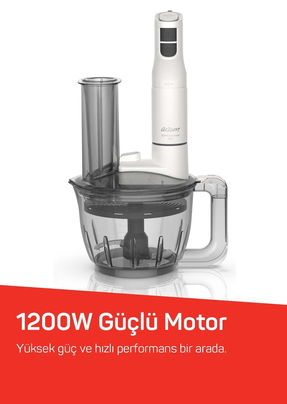 ست مخلوطکن 5 کاره Arzum مدل AR1187 Soprano Max Neo 1200W سفید ست مخلوطکن 5 کاره Arzum مدل AR1187 Soprano Max Neo 1200W سفید