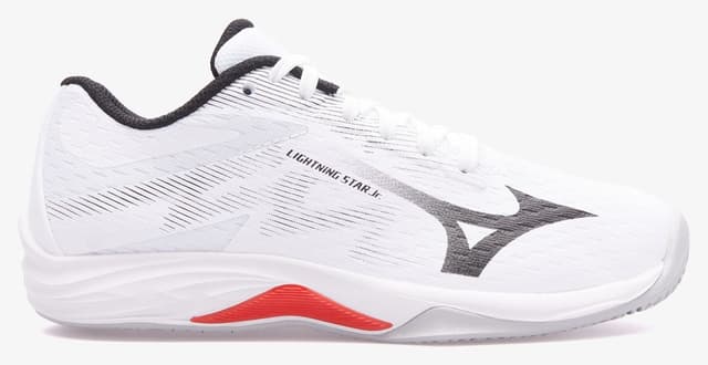 کفش والیبال کودکانه Mizuno سفید و مشکی مدل Lightning Star Jr کفش والیبال کودکانه Mizuno سفید و مشکی مدل Lightning Star Jr