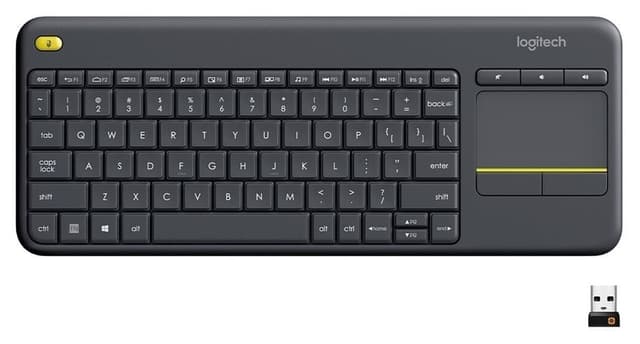کیبورد تلویزیون Logitech با تاچپد، اتصال USB و چیدمان Turkish Q مشکی مدل K400 Plus کیبورد تلویزیون Logitech با تاچپد، اتصال USB و چیدمان Turkish Q مشکی مدل K400 Plus