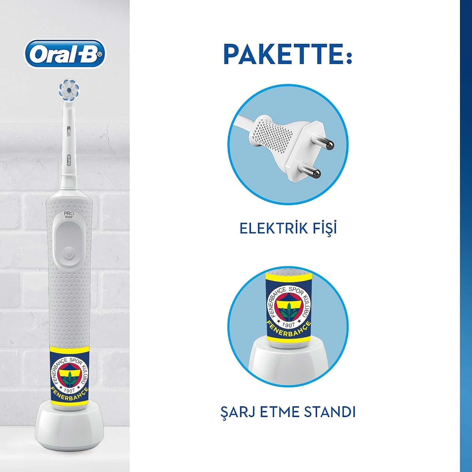 مسواک شارژی Oral-B سری ویژه Fenerbahçe با مسواکزدن 2D و تایمر مدل D100 مسواک شارژی Oral-B سری ویژه Fenerbahçe با مسواکزدن 2D و تایمر مدل D100