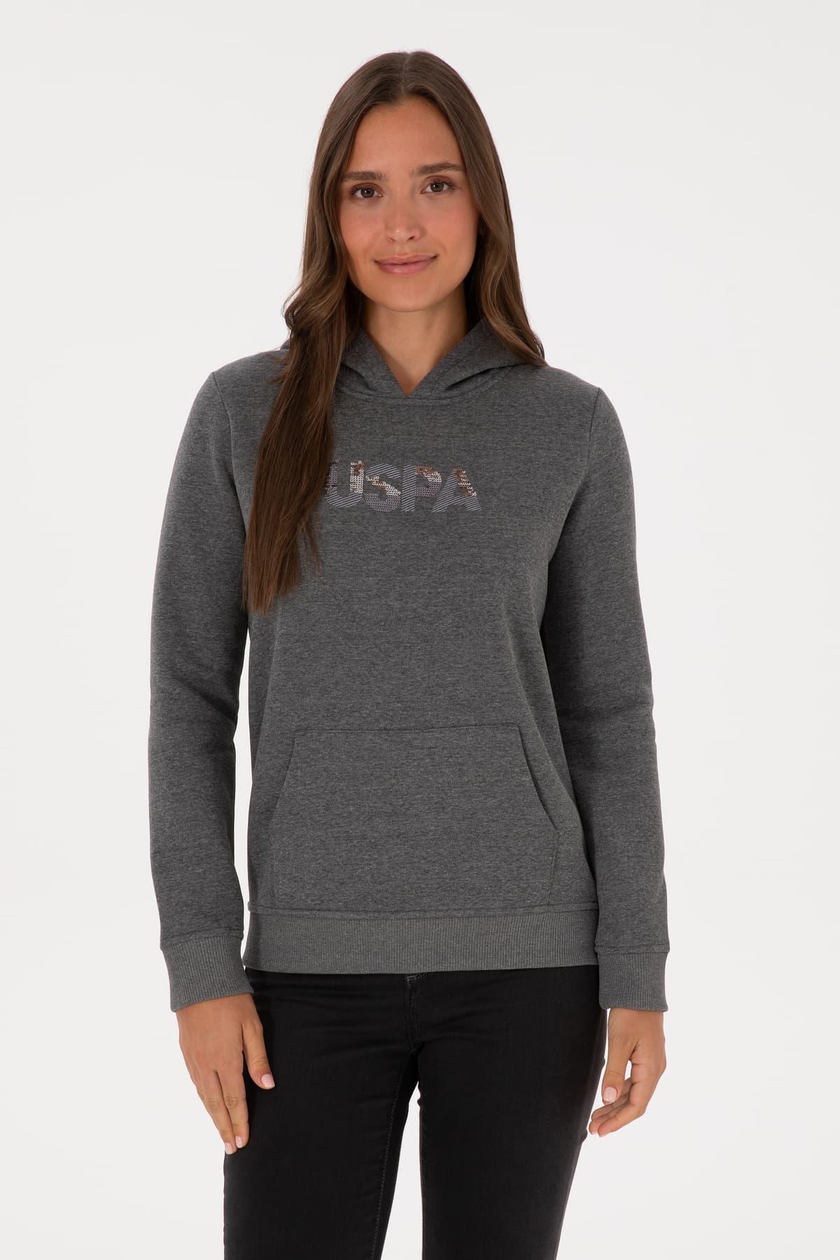 سوئیشرت زنانه U.S. Polo Assn. کاپوتدار آنتراسیت ملانژ مدل 50307711-VR081 سوئیشرت زنانه U.S. Polo Assn. کاپوتدار آنتراسیت ملانژ مدل 50307711-VR081