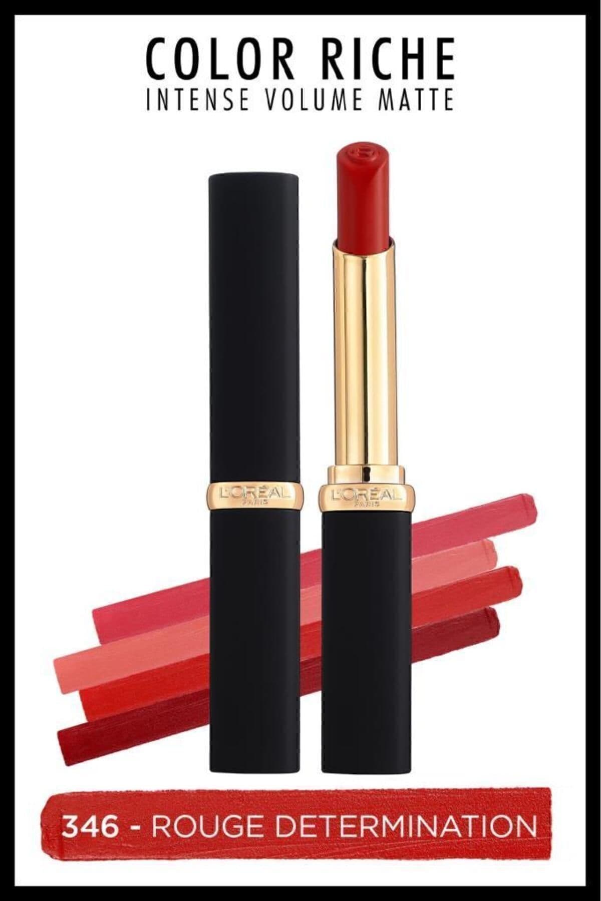رژ لب L'Oreal Paris مات Color Riche Intense Volume مدل 346 Rouge Determination رژ لب L'Oreal Paris مات Color Riche Intense Volume مدل 346 Rouge Determination