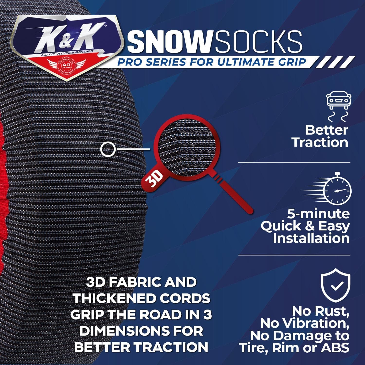 جوراب چرخ برف K&K Automotive Pro Series سایز European X-Large جوراب چرخ برف K&K Automotive Pro Series سایز European X-Large