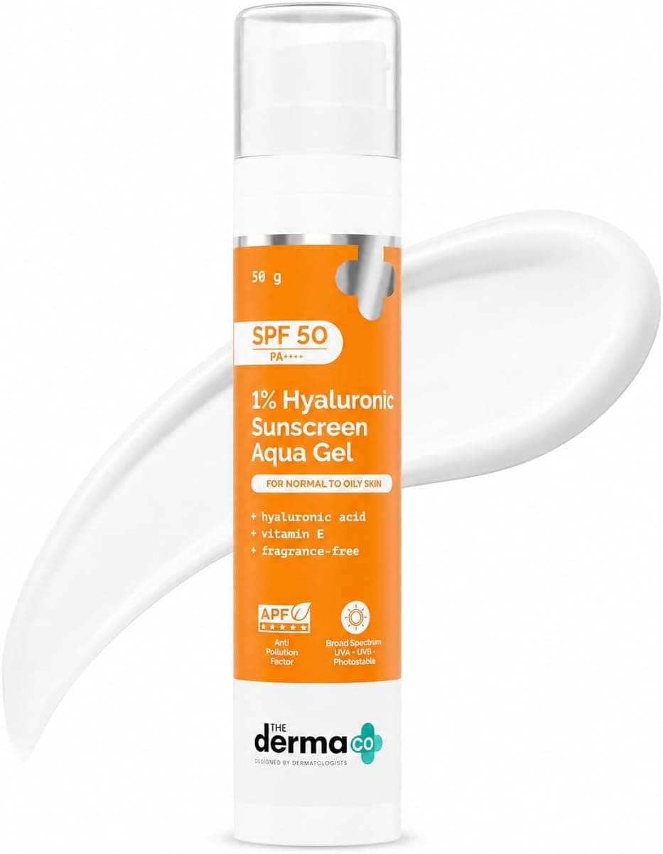 ضد آفتاب The Derma Co 1% Hyaluronic Aqua Gel SPF 50 PA++++ بدون چربی 50g ضد آفتاب The Derma Co 1% Hyaluronic Aqua Gel SPF 50 PA++++ بدون چربی 50g