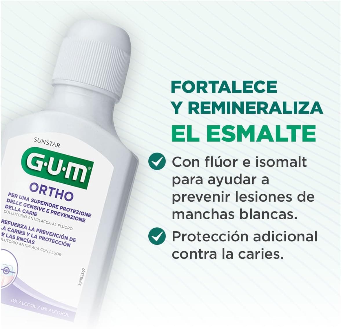 دهانشویه GUM Ortho طعم نعناع ملایم بدون الکل 300ml دهانشویه GUM Ortho طعم نعناع ملایم بدون الکل 300ml