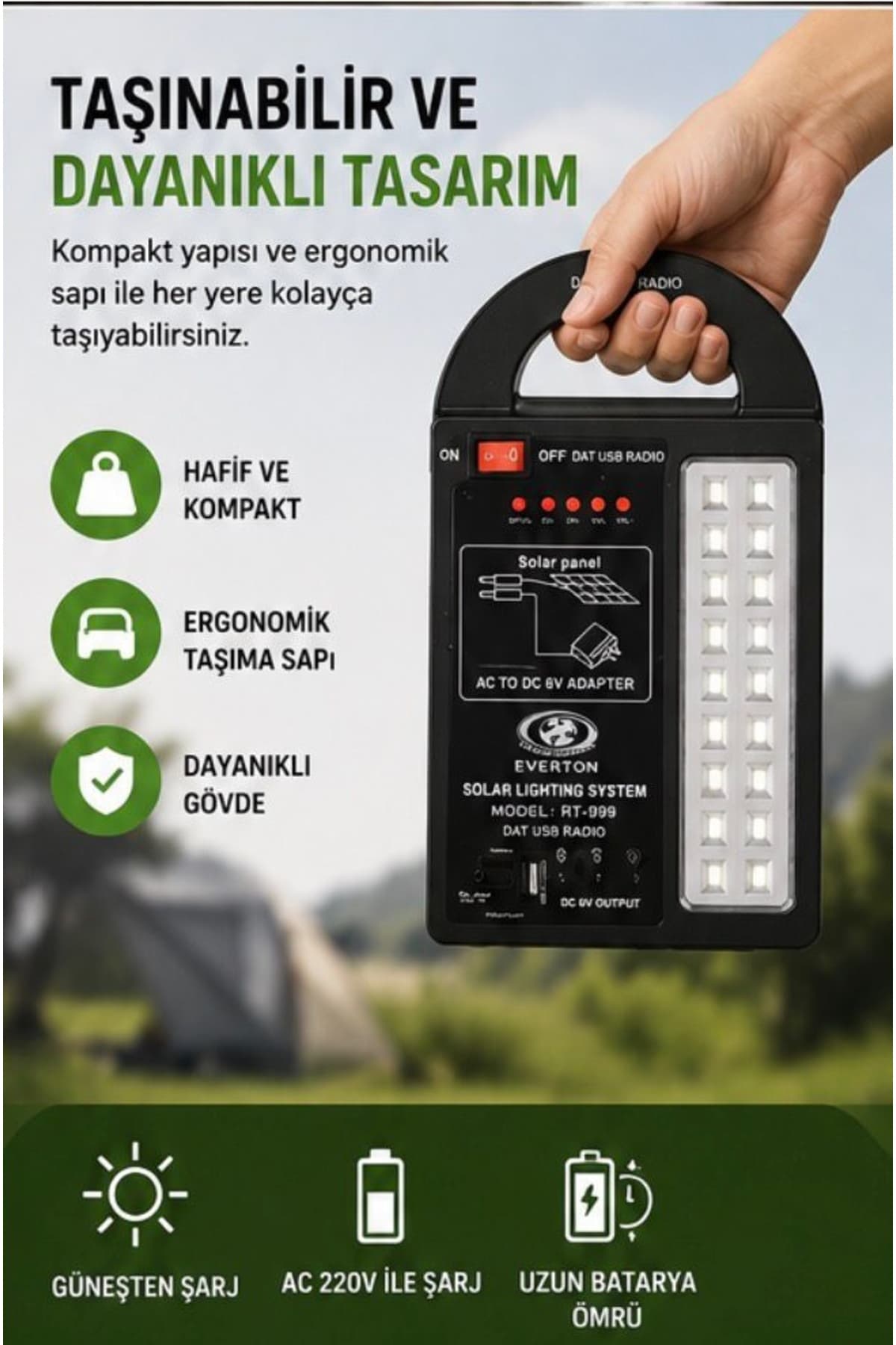 سیستم روشنایی خورشیدی ataşbey با پاوربانک، خروجی USB و 3 لامپ مدل AT-999 سیستم روشنایی خورشیدی ataşbey با پاوربانک، خروجی USB و 3 لامپ مدل AT-999