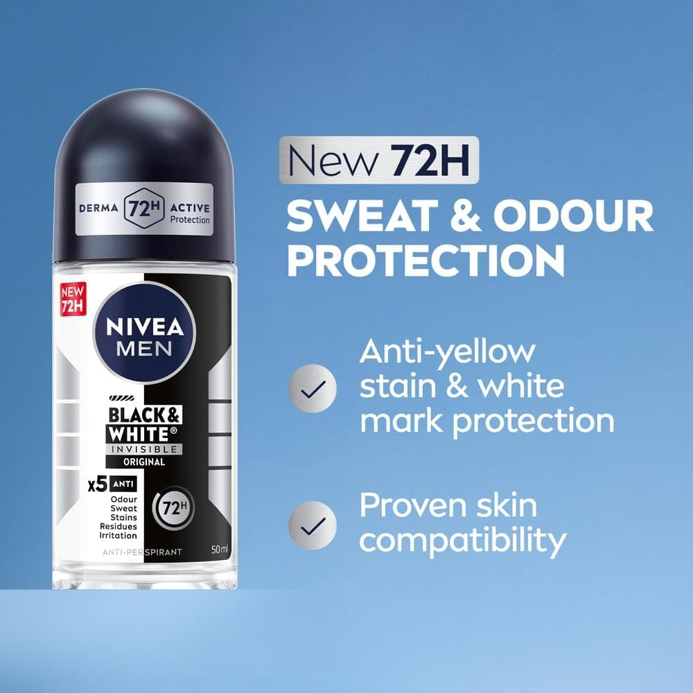 رولآن ضدتعریق مردانه NIVEA مدل Black & White Invisible Protection Original، 2x50ml رولآن ضدتعریق مردانه NIVEA مدل Black & White Invisible Protection Original، 2x50ml