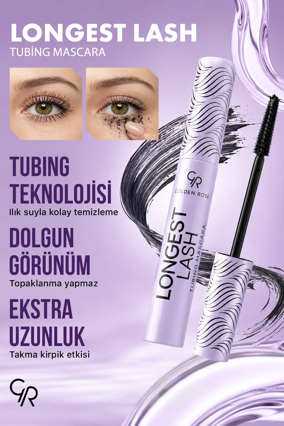 ریمل مژه مشکی Golden Rose با اثر مژه مصنوعی مدل Longest Lash Tubing ریمل مژه مشکی Golden Rose با اثر مژه مصنوعی مدل Longest Lash Tubing