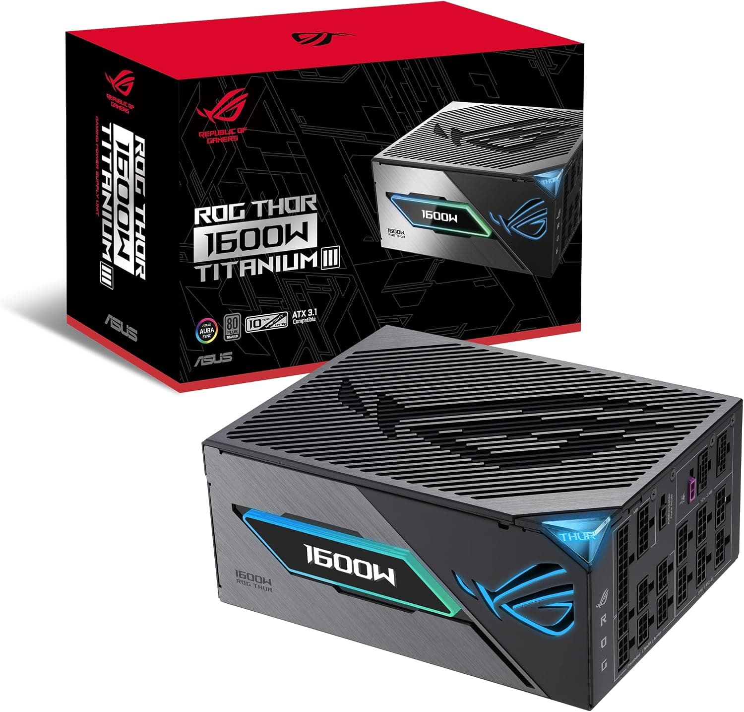 منبع تغذیه گیمینگ ASUS ROG Thor 1600W Titanium III EVO تمام ماژولار مشکی مدل 90YE00VB-B0NA00 منبع تغذیه گیمینگ ASUS ROG Thor 1600W Titanium III EVO تمام ماژولار مشکی مدل 90YE00VB-B0NA00