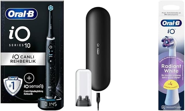 ست مسواک برقی شارژی Oral-B iO Sense مدل iO - 10 مشکی با 4 عدد سری یدک Radiant White سفید ست مسواک برقی شارژی Oral-B iO Sense مدل iO - 10 مشکی با 4 عدد سری یدک Radiant White سفید