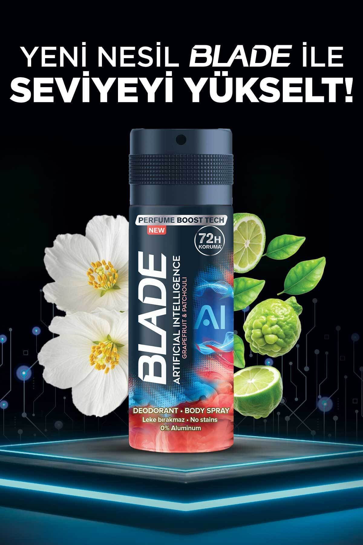 اسپری دئودورانت بدن مردانه Blade Artificial Intelligence بدون آلومینیوم 6x150 ml اسپری دئودورانت بدن مردانه Blade Artificial Intelligence بدون آلومینیوم 6x150 ml