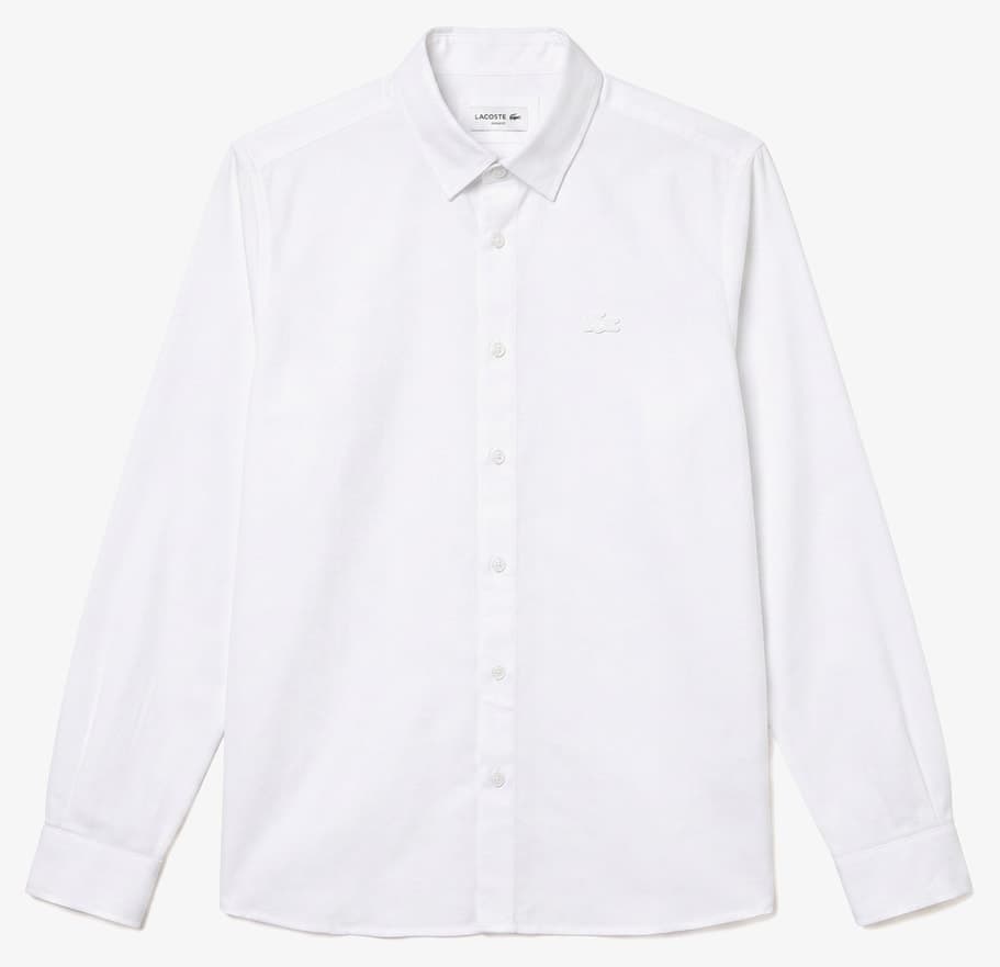 پیراهن مردانه Lacoste اسلیم فیت یقه دکمهدار سفید مدل Gömlek پیراهن مردانه Lacoste اسلیم فیت یقه دکمهدار سفید مدل Gömlek