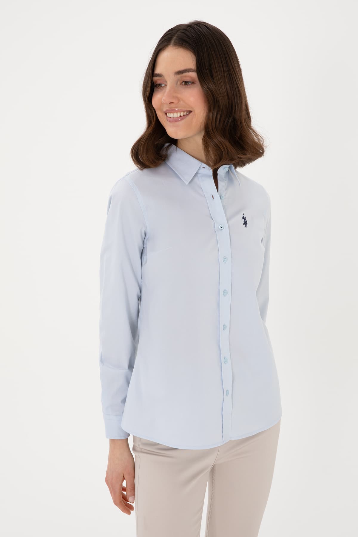 پیراهن زنانه U.S. Polo Assn. آبی روشن آستین بلند بیسیک مدل 50298113-VR003 پیراهن زنانه U.S. Polo Assn. آبی روشن آستین بلند بیسیک مدل 50298113-VR003