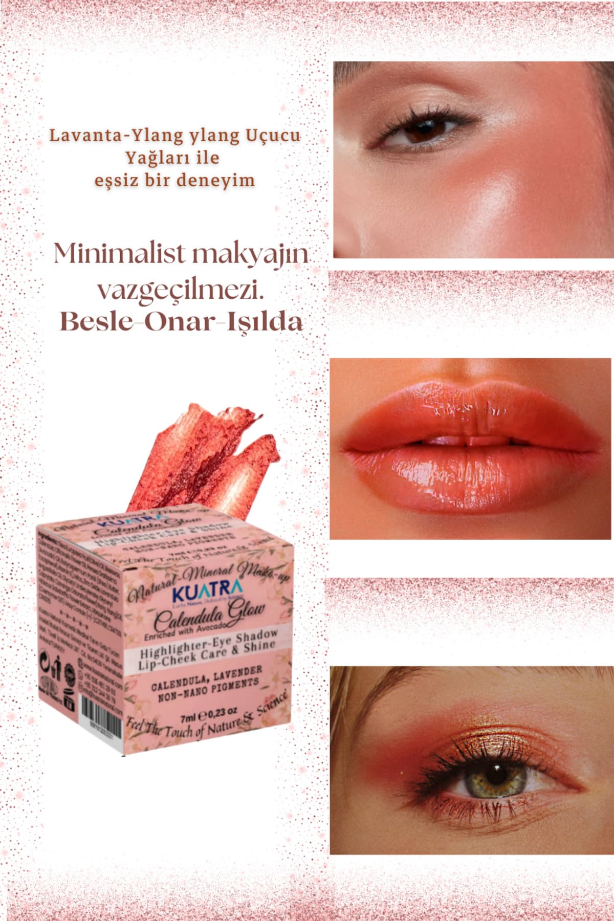 هایلایتر، رژگونه و رژلب Kuatra Calendula Glow هلویی هایلایتر، رژگونه و رژلب Kuatra Calendula Glow هلویی