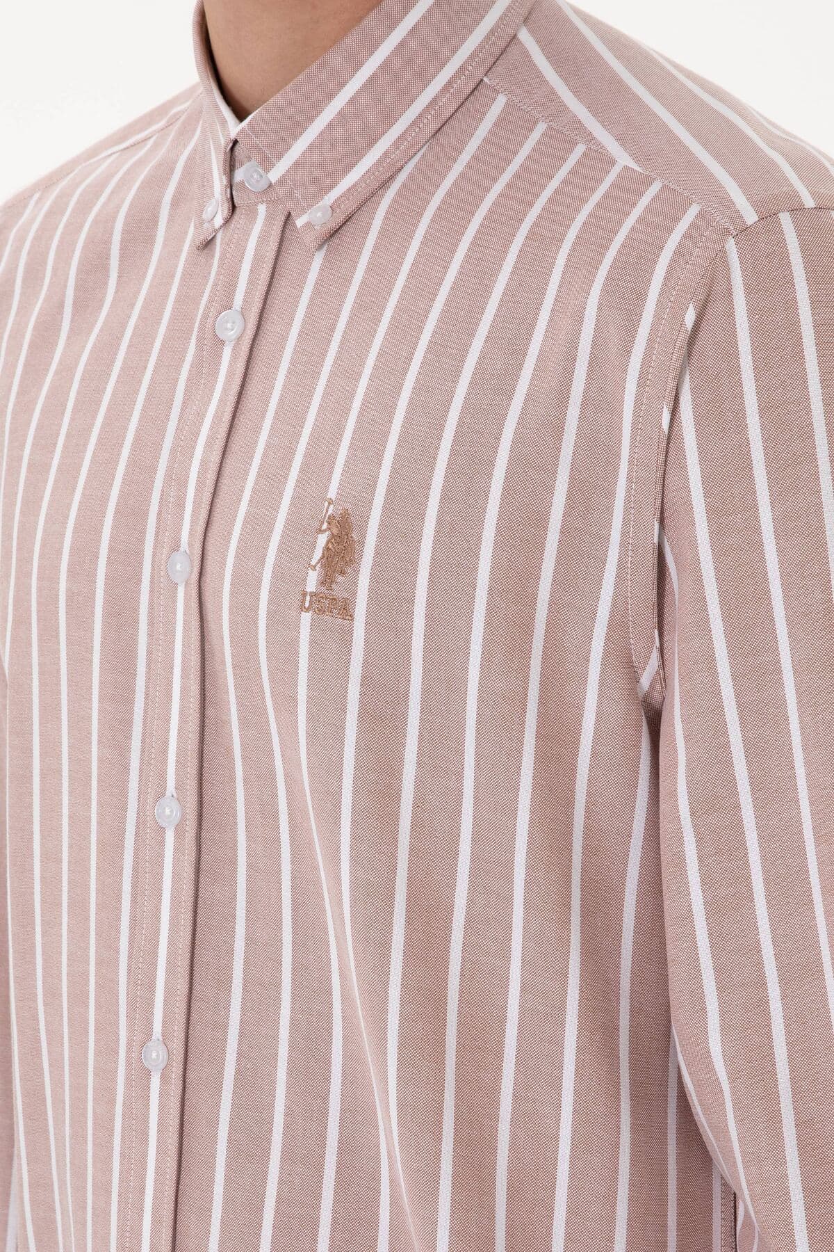 پیراهن مردانه U.S. Polo Assn. راهراه شتری آستینبلند مدل 50306347-VR015 پیراهن مردانه U.S. Polo Assn. راهراه شتری آستینبلند مدل 50306347-VR015