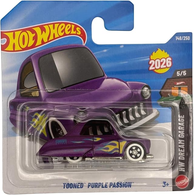 ماشین اسباببازی Hot Wheels Tooned Purple Passion مدل JJH54، HW Dream Garage 5/5، هاتراد سفارشی به سبک کمیک، 1:64 ماشین اسباببازی Hot Wheels Tooned Purple Passion مدل JJH54، HW Dream Garage 5/5، هاتراد سفارشی به سبک کمیک، 1:64