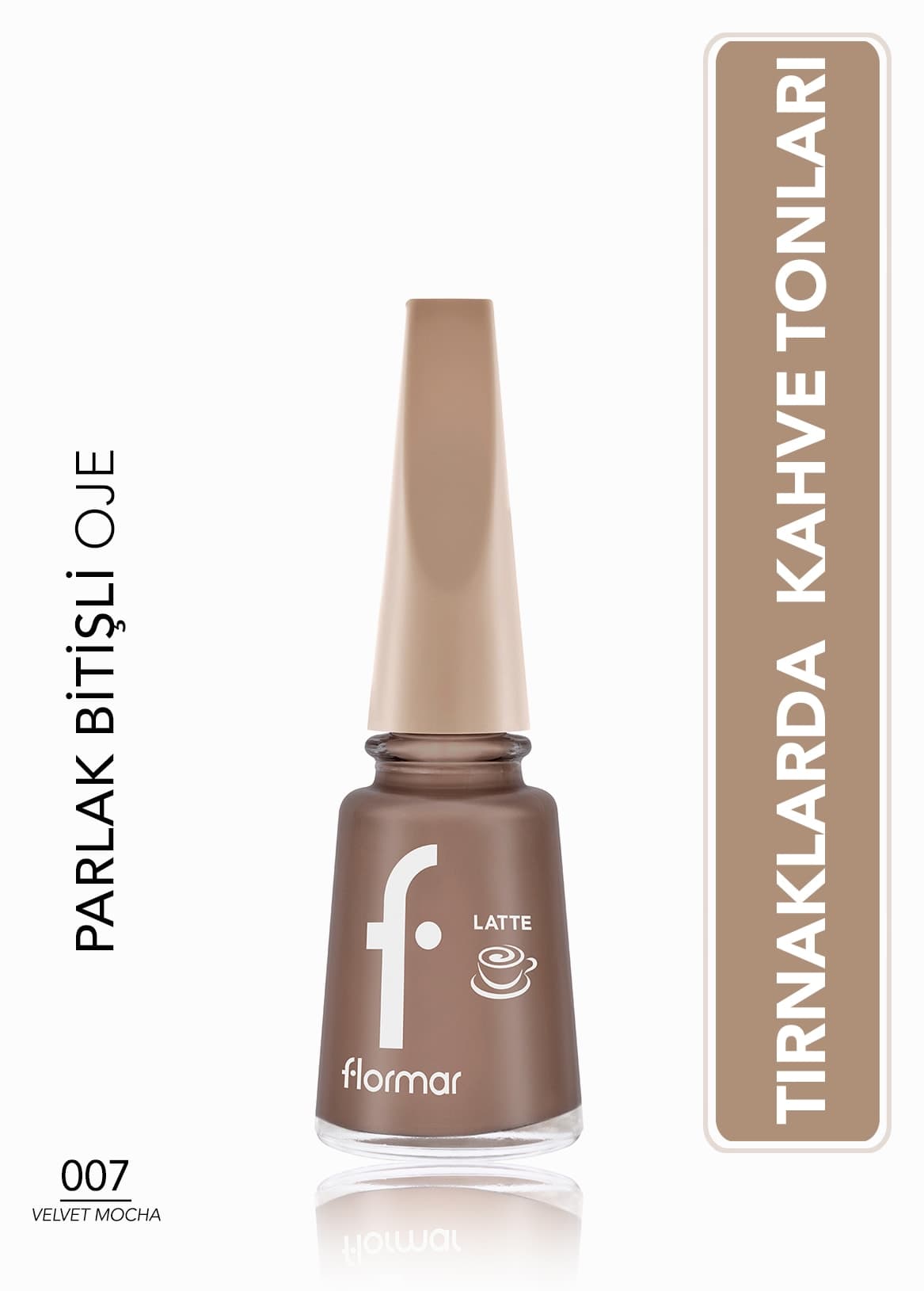 لاک ناخن Flormar Latte قهوهای با رنگدانه بالا و پایان براق لاک ناخن Flormar Latte قهوهای با رنگدانه بالا و پایان براق