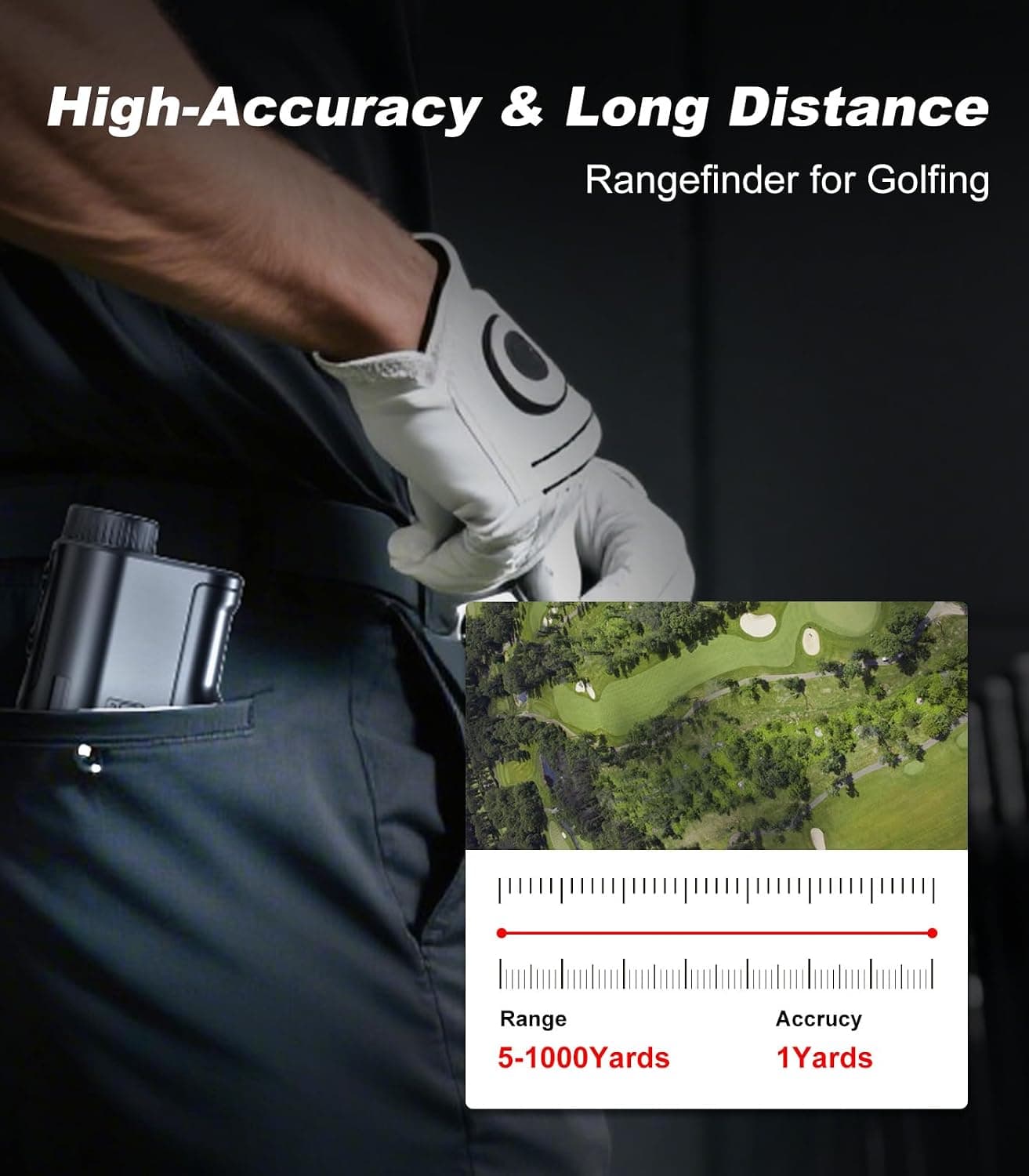 فاصلهیاب لیزری گلف Flagfront با شیبسنج، برد 1000 Yards، بزرگنمایی 6X، قفل پرچم با لرزش، شارژی فاصلهیاب لیزری گلف Flagfront با شیبسنج، برد 1000 Yards، بزرگنمایی 6X، قفل پرچم با لرزش، شارژی