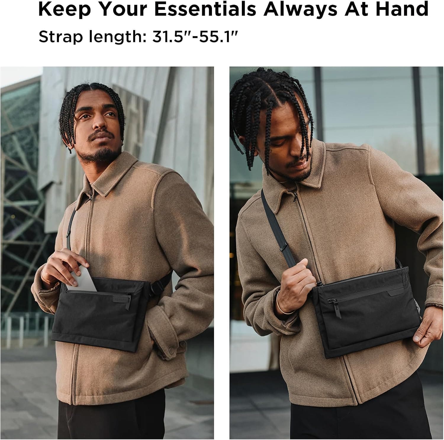 کیف دوشی مردانه ALPAKA مدل Zip Pouch Max V2 مشکی با کیف پول زیپدار کیف دوشی مردانه ALPAKA مدل Zip Pouch Max V2 مشکی با کیف پول زیپدار