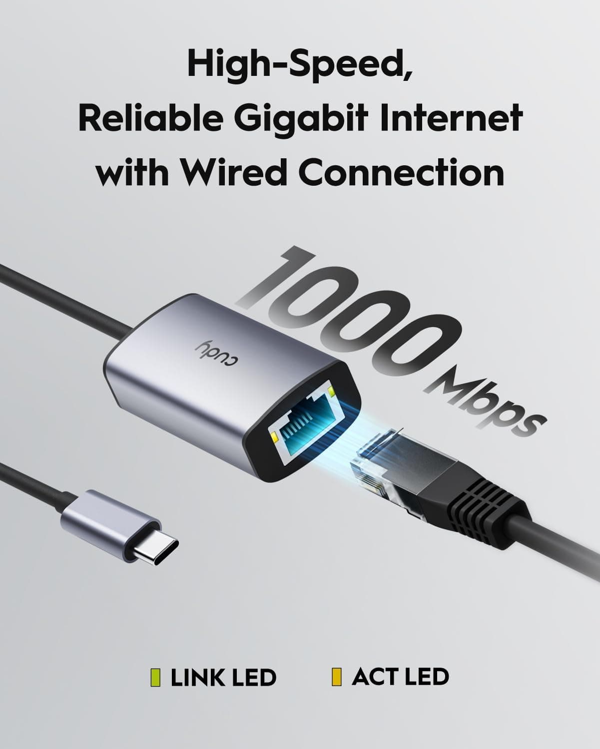 مبدل USB C به Ethernet Cudy آلومینیومی RJ45 1000Mbps Thunderbolt سازگار با MacBook، iPhone 15/16، Steam Deck و Switch مبدل USB C به Ethernet Cudy آلومینیومی RJ45 1000Mbps Thunderbolt سازگار با MacBook، iPhone 15/16، Steam Deck و Switch