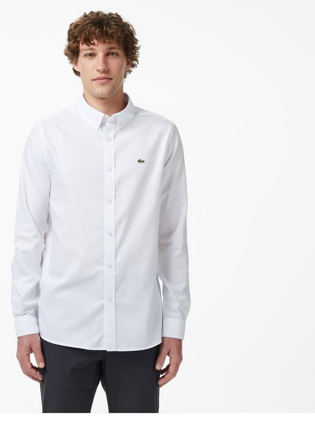 پیراهن مردانه Lacoste سفید یقه دکمهدار فیت اسلیم پیراهن مردانه Lacoste سفید یقه دکمهدار فیت اسلیم