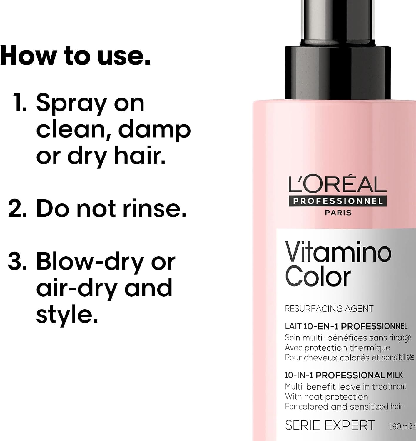 اسپری مراقبت مو برای موهای رنگشده L'Oréal Professionnel Paris Serie Expert Vitamino Color با ۱۰ اثر 190ml اسپری مراقبت مو برای موهای رنگشده L'Oréal Professionnel Paris Serie Expert Vitamino Color با ۱۰ اثر 190ml
