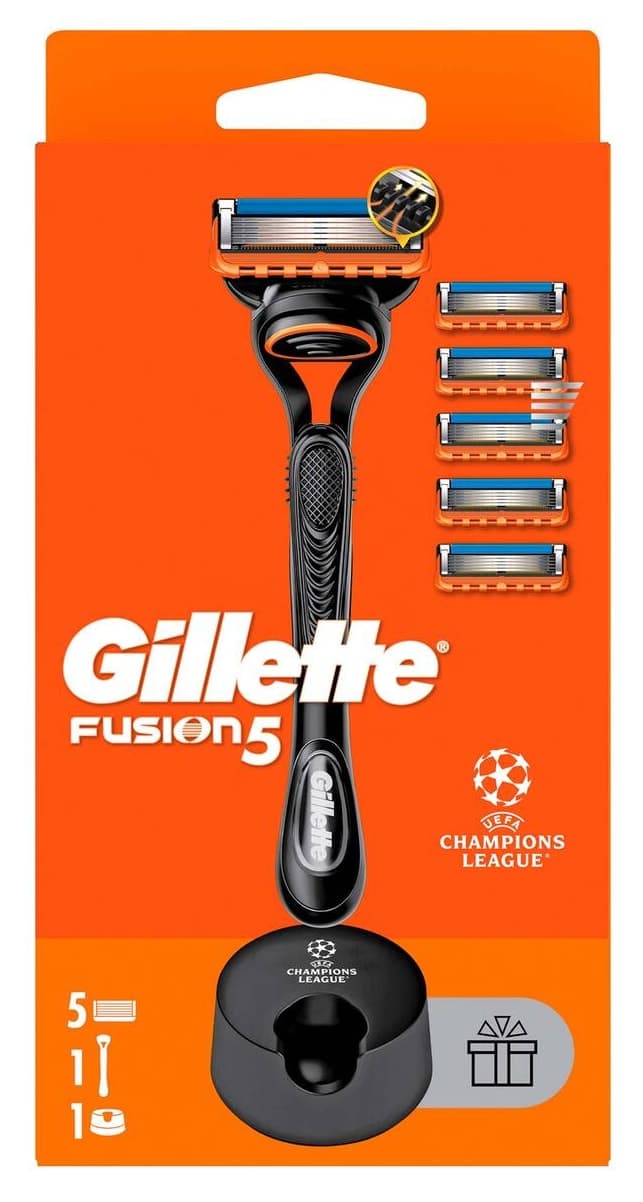 ست خودتراش Gillette Fusion5 با 5 تیغ یدک و پایه نگهدارنده ست خودتراش Gillette Fusion5 با 5 تیغ یدک و پایه نگهدارنده