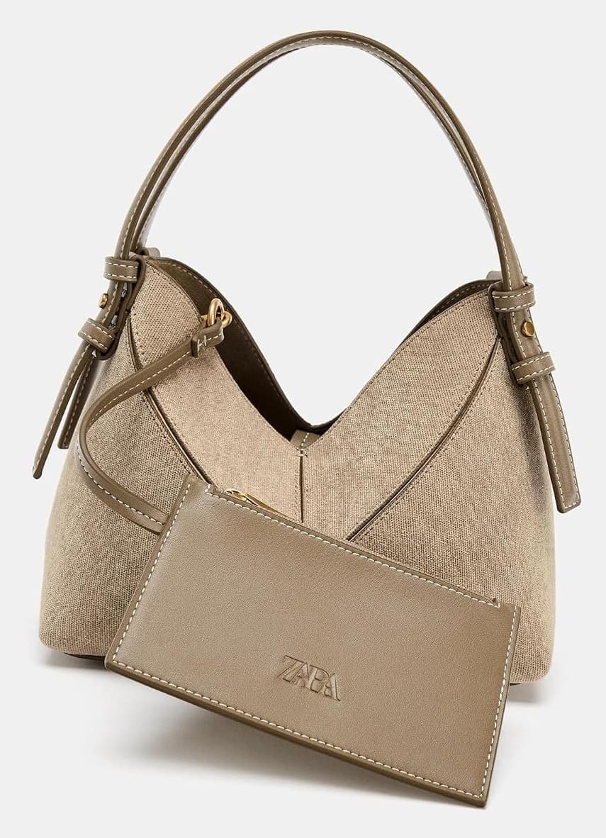 کیف شاپر زنانه Zara دوخت تزئینی مینی رنگ شنی/قهوهای مدل Z1:bags کیف شاپر زنانه Zara دوخت تزئینی مینی رنگ شنی/قهوهای مدل Z1:bags