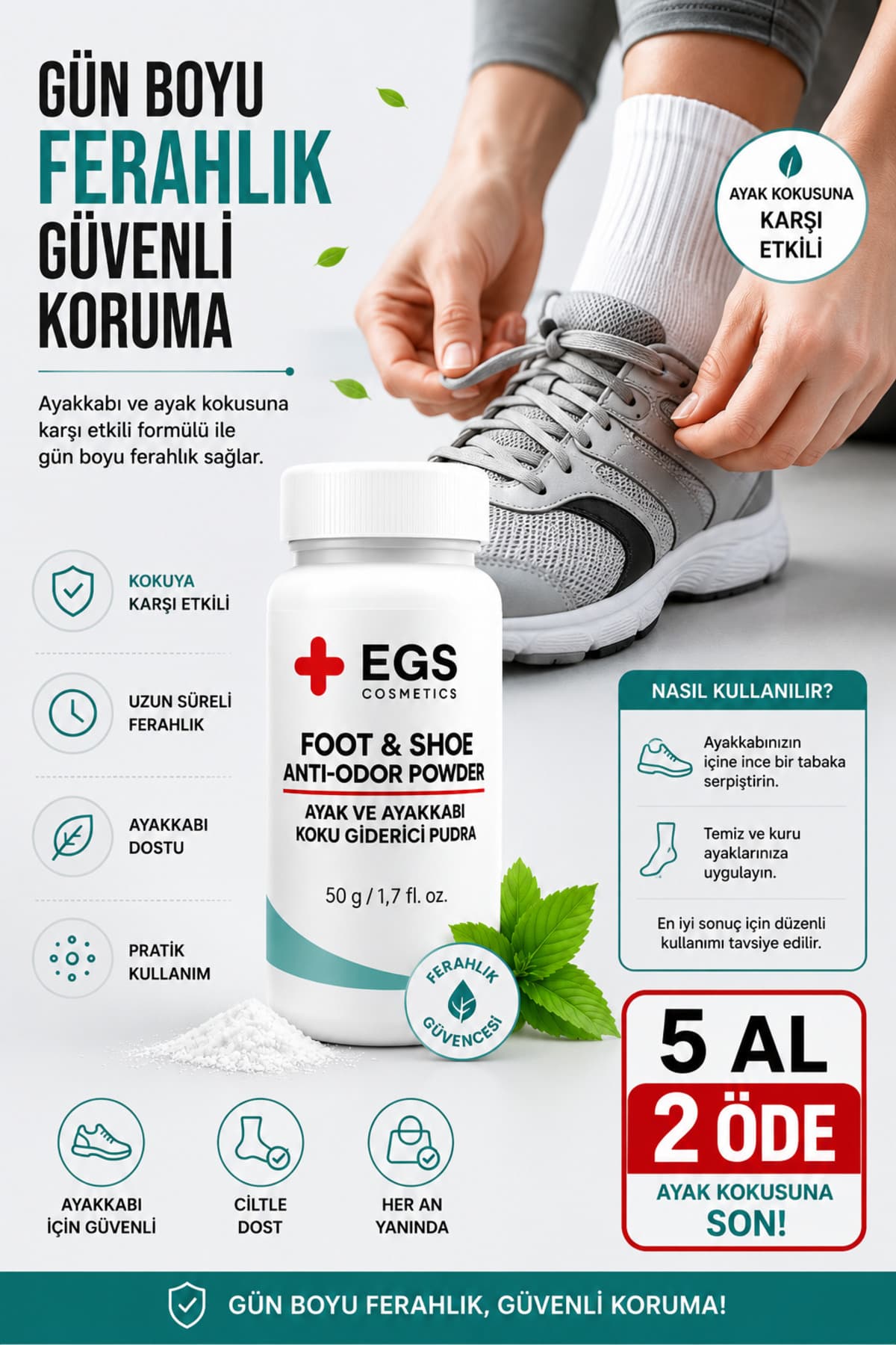 پودر ضد بوی پا و کفش EGŞ COSMETİCS 50 gr پودر ضد بوی پا و کفش EGŞ COSMETİCS 50 gr