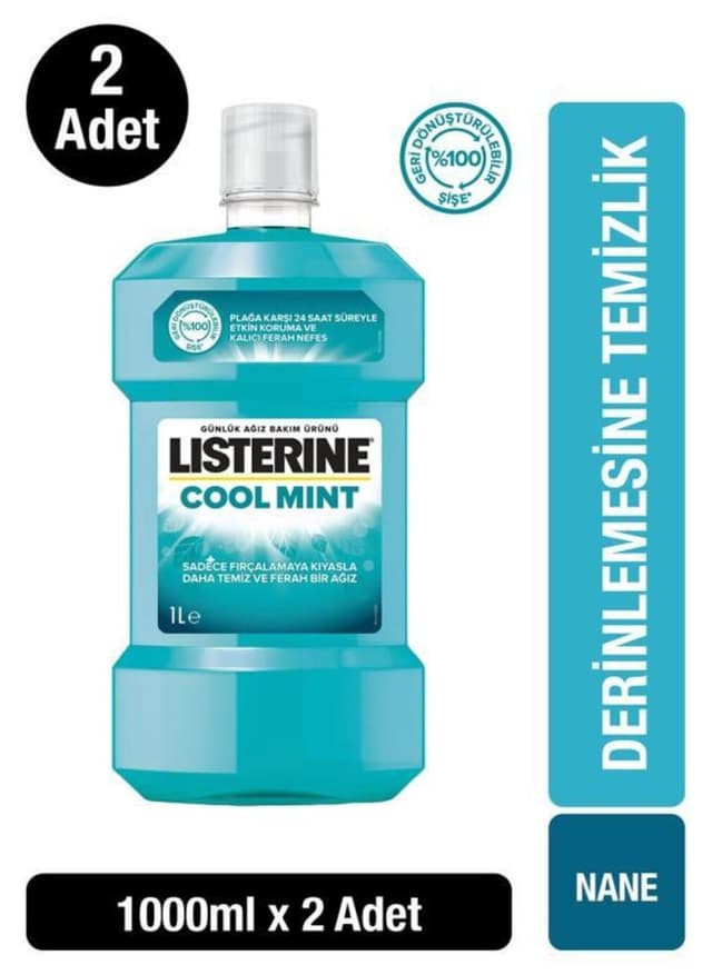 محلول دهانشویه Listerine طعم Cool Mint 1000 ml x 2 محلول دهانشویه Listerine طعم Cool Mint 1000 ml x 2