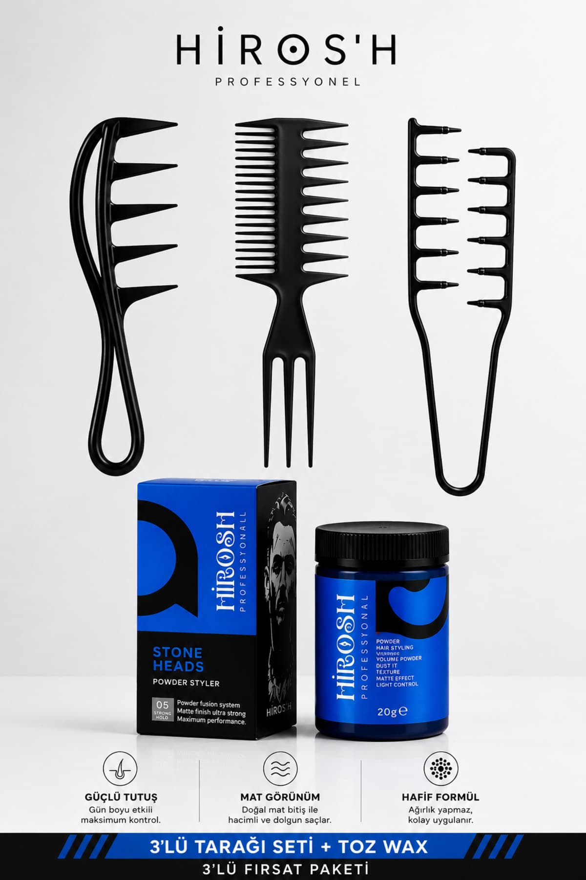 ست حالتدهنده مو HİROS'H مدل Toz Wax شامل شانه و واکس پودری ست حالتدهنده مو HİROS'H مدل Toz Wax شامل شانه و واکس پودری