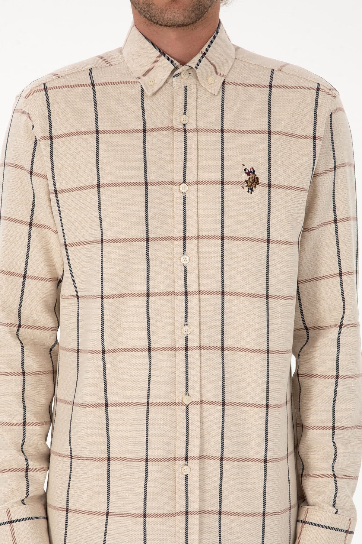 پیراهن مردانه U.S. Polo Assn. کرم چهارخانه آستینبلند فیت معمولی مدل 50316617-VR182 پیراهن مردانه U.S. Polo Assn. کرم چهارخانه آستینبلند فیت معمولی مدل 50316617-VR182