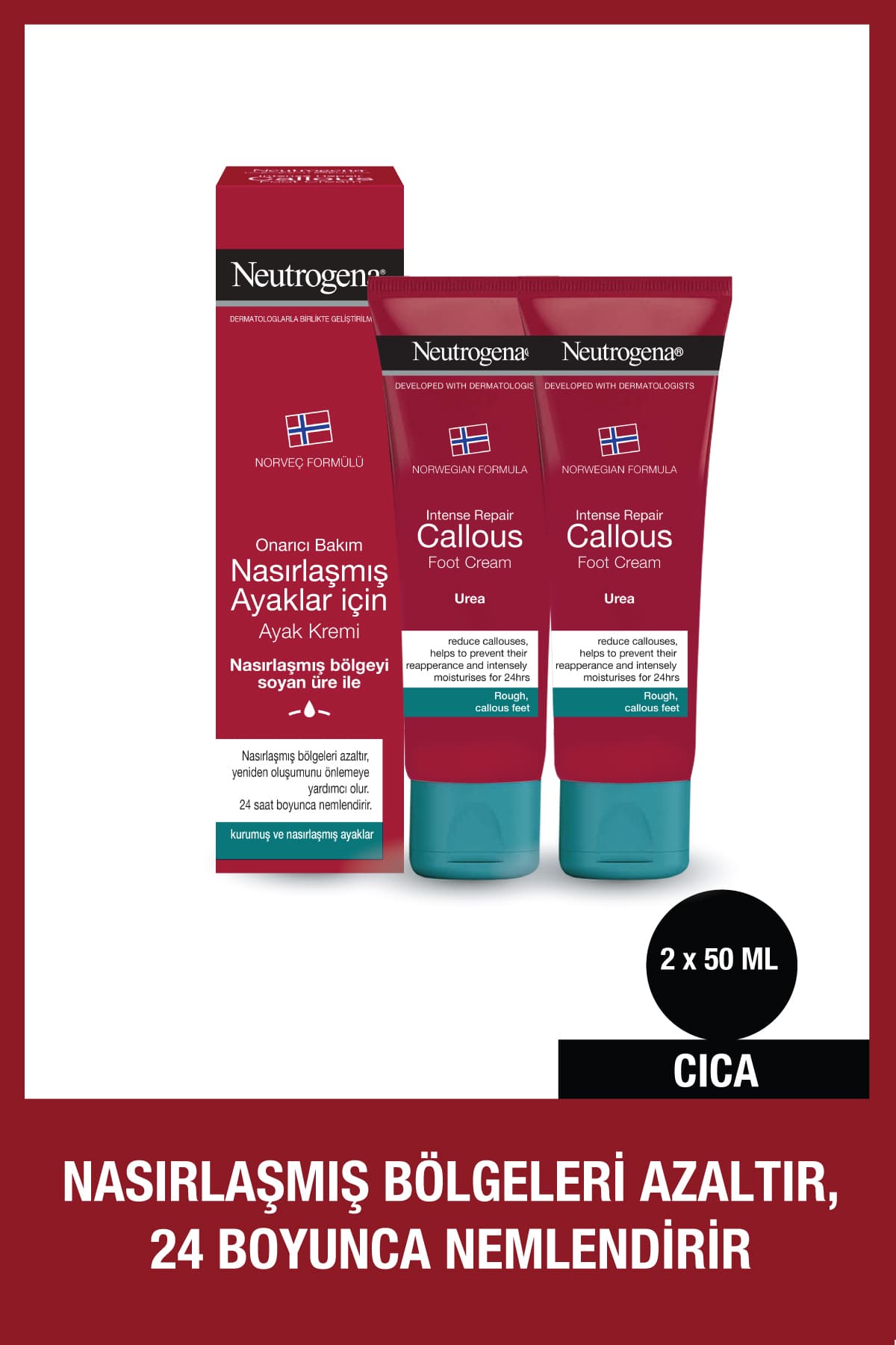 کرم پا برای پاهای پینهبسته Neutrogena با فرمول نروژی ترمیمکننده 50 ml x2 کرم پا برای پاهای پینهبسته Neutrogena با فرمول نروژی ترمیمکننده 50 ml x2