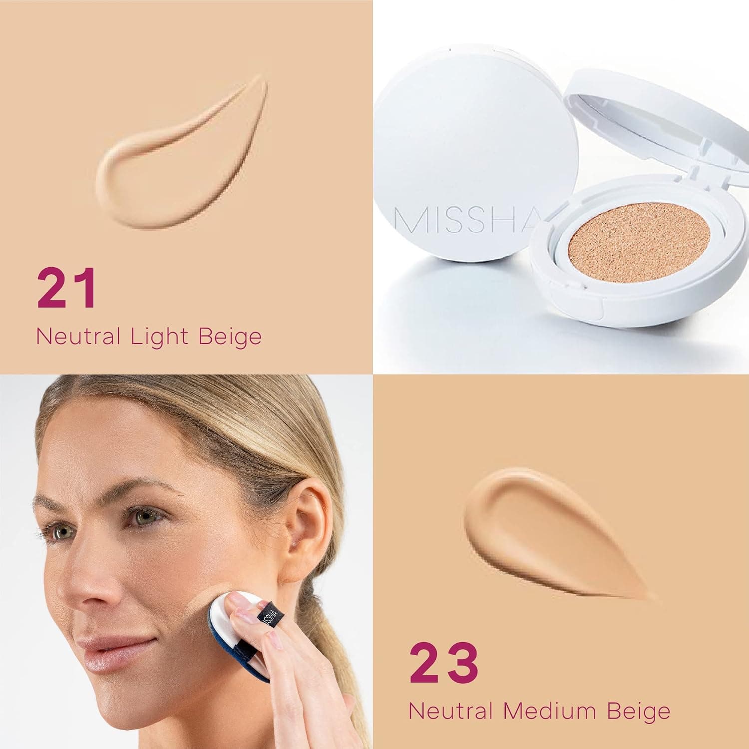 کوشن کرمپودر MISSHA با جلوهای درخشان SPF50+ PA+++ مدل Magic Cushion Moist Up no.23 کوشن کرمپودر MISSHA با جلوهای درخشان SPF50+ PA+++ مدل Magic Cushion Moist Up no.23