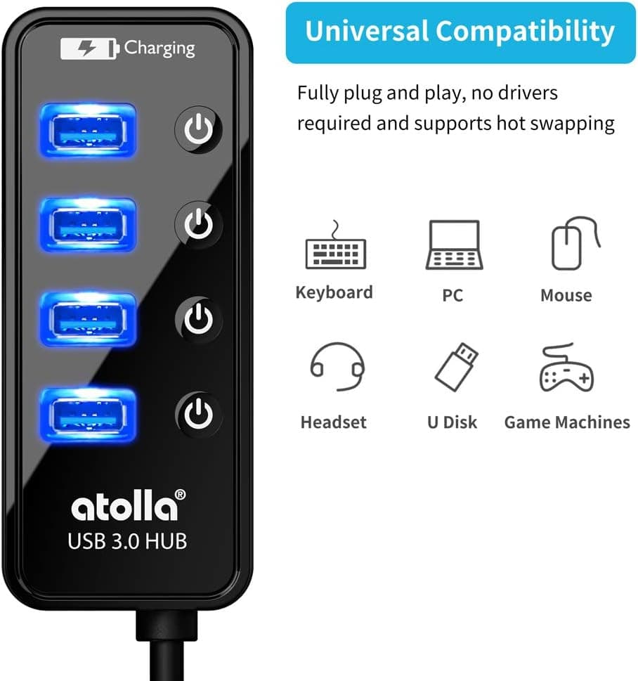 هاب USB 3.0 atolla با 4 پورت SuperSpeed و پورت شارژ هوشمند هاب USB 3.0 atolla با 4 پورت SuperSpeed و پورت شارژ هوشمند