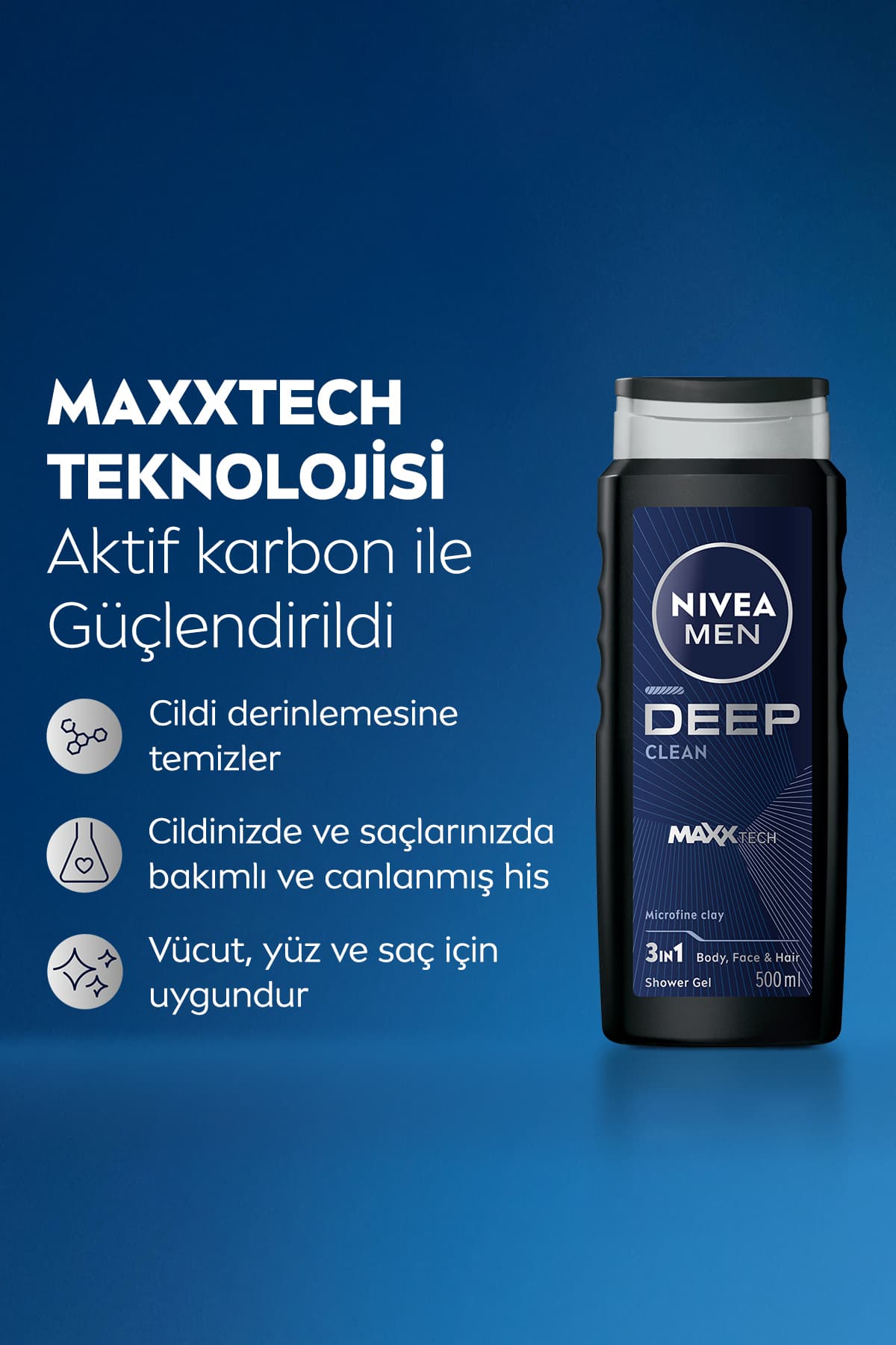 ژل حمام و دوش مردانه NIVEA MEN Deep Clean 500ml ژل حمام و دوش مردانه NIVEA MEN Deep Clean 500ml