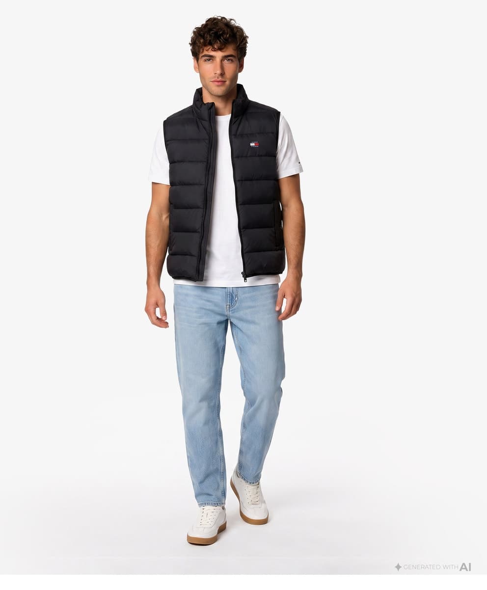 جلیقه مردانه Tommy Hilfiger مشکی با لوگو مناسب استفاده روزانه جلیقه مردانه Tommy Hilfiger مشکی با لوگو مناسب استفاده روزانه