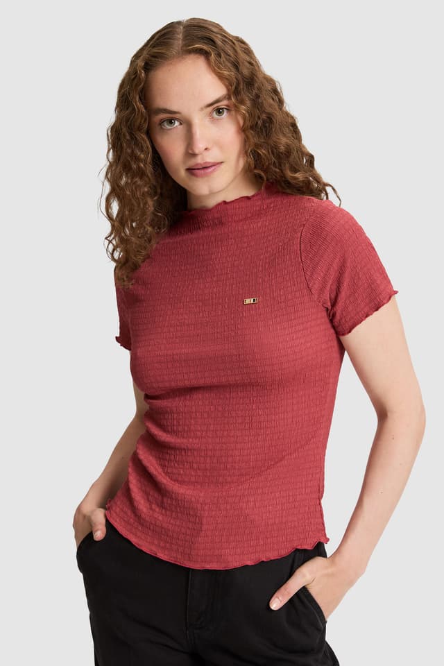 تیشرت زنانه یقه ایستاده U.S. Polo Assn. زرشکی مدل 50323528-VR223 تیشرت زنانه یقه ایستاده U.S. Polo Assn. زرشکی مدل 50323528-VR223