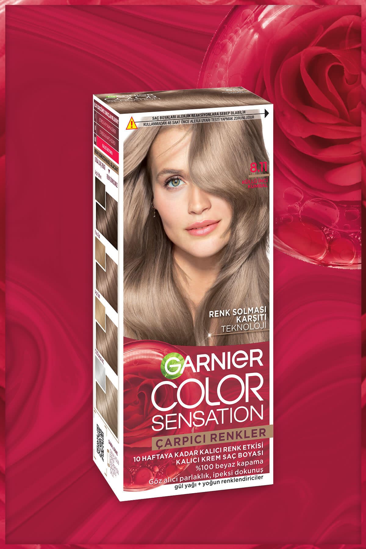 کرم رنگ مو زنانه Garnier دائمی رنگهای چشمگیر خاکستری مرواریدی قهوهای مدل 8.11 کرم رنگ مو زنانه Garnier دائمی رنگهای چشمگیر خاکستری مرواریدی قهوهای مدل 8.11