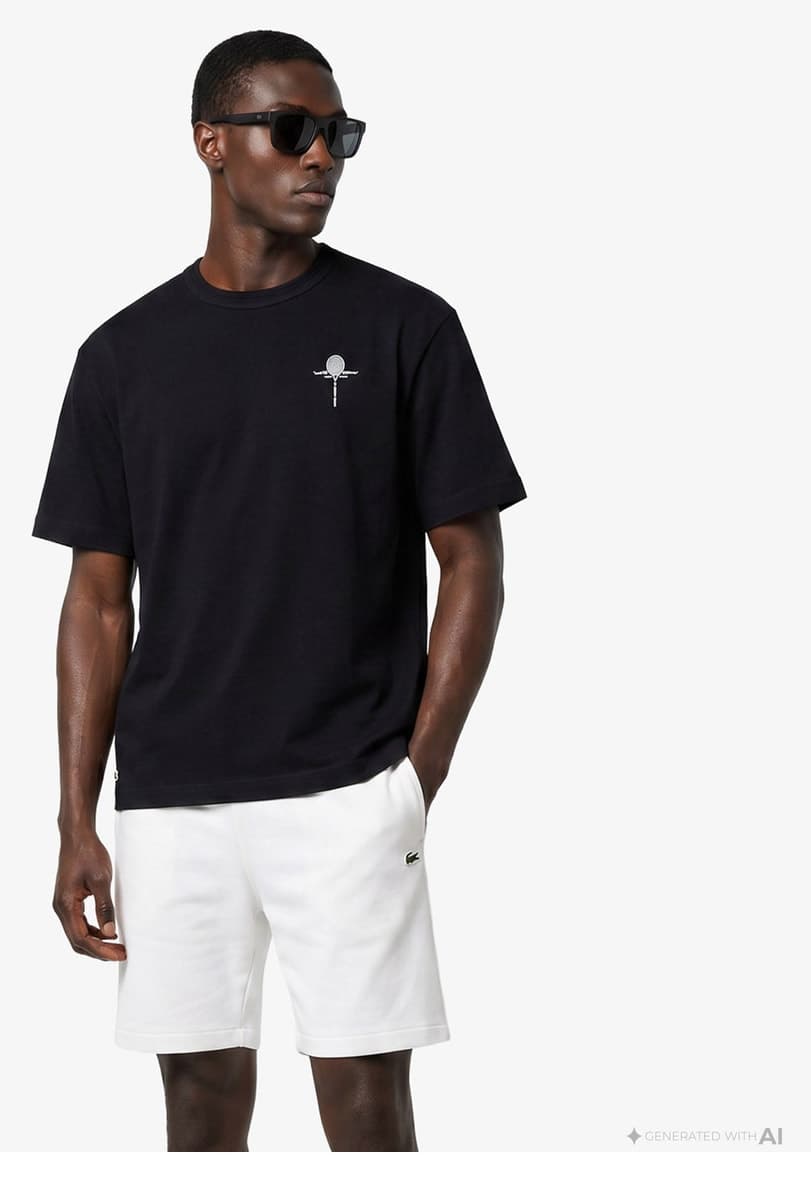 تیشرت مردانه Lacoste فیت گشاد یقه گرد مشکی تیشرت مردانه Lacoste فیت گشاد یقه گرد مشکی