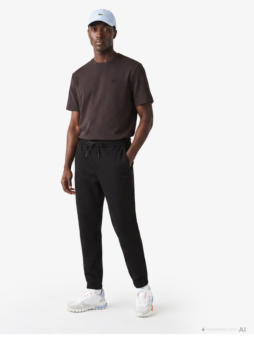 تیشرت مردانه Lacoste اورسایز یقه گرد قهوهای تیشرت مردانه Lacoste اورسایز یقه گرد قهوهای