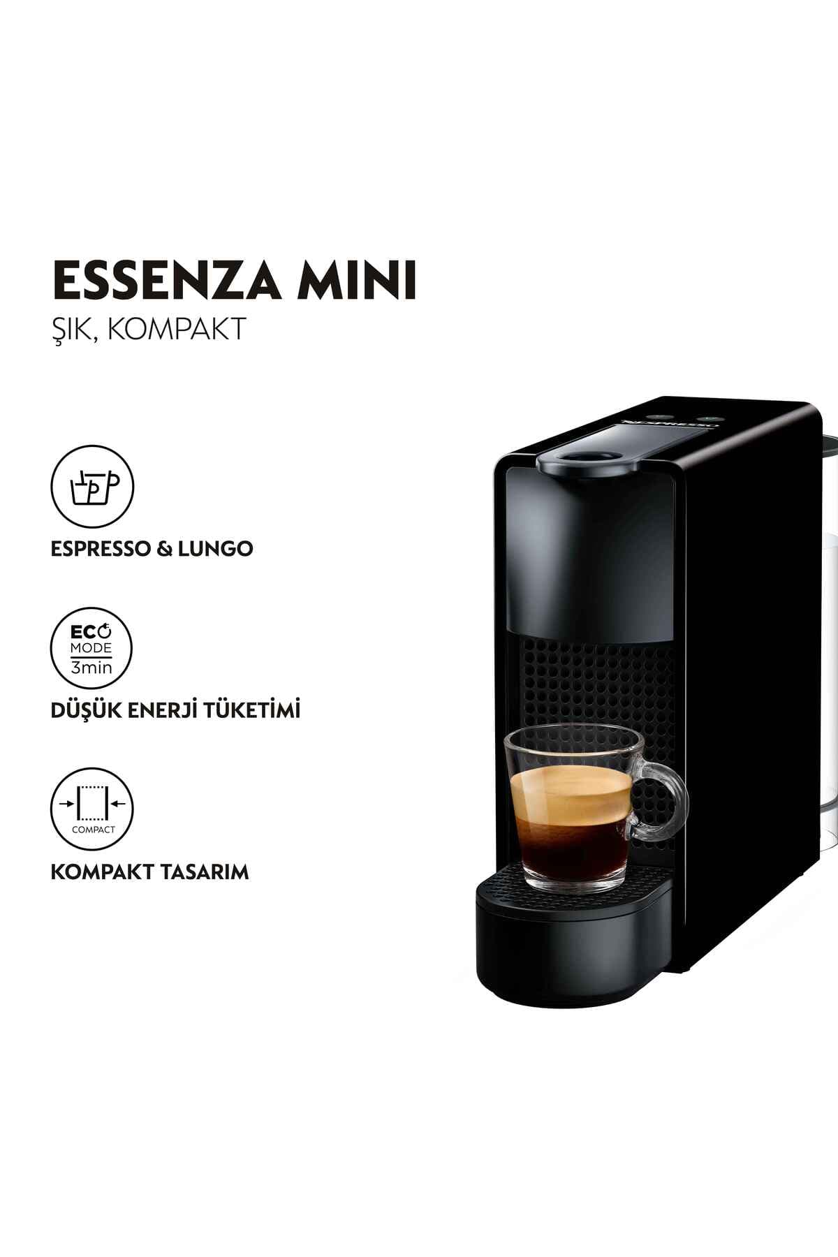 دستگاه قهوهساز مشکی Nespresso همراه با کفساز شیر مدل C35 Essenza Mini دستگاه قهوهساز مشکی Nespresso همراه با کفساز شیر مدل C35 Essenza Mini