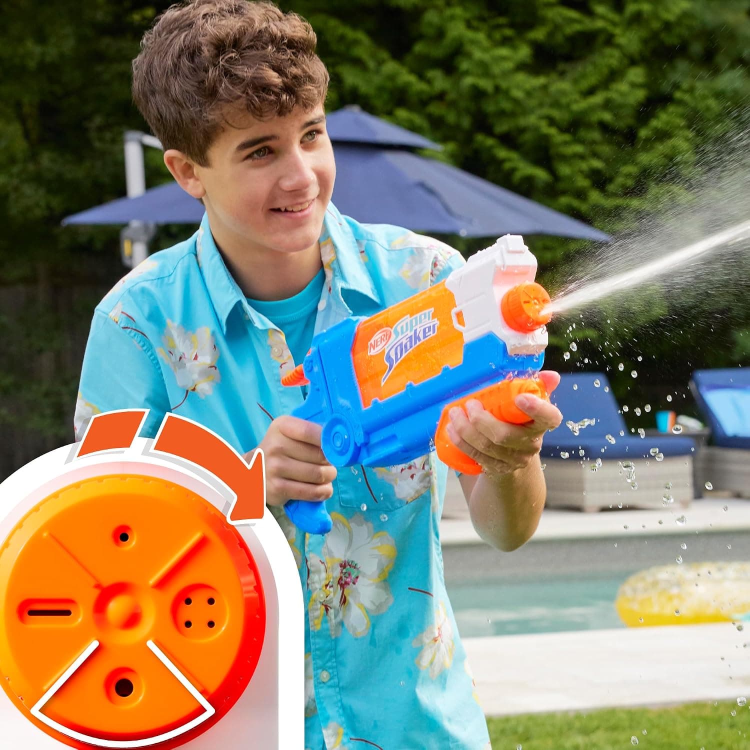 تفنگ آبپاش Nerf با پرکردن چرخشی، ۴ حالت پاشش و مخزن 30 Sıvı Ons تفنگ آبپاش Nerf با پرکردن چرخشی، ۴ حالت پاشش و مخزن 30 Sıvı Ons