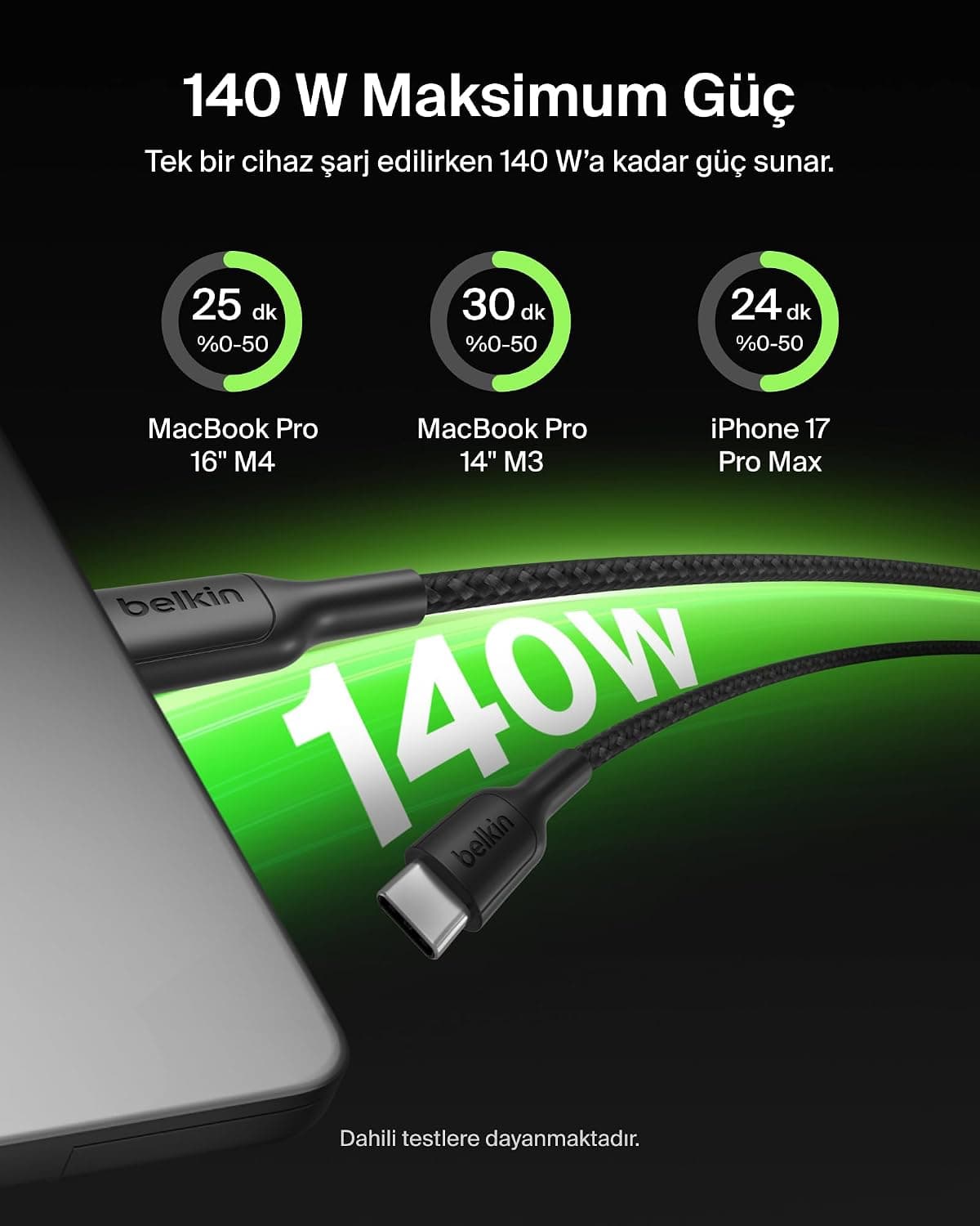 کابل شارژ مردانه Belkin دو در یک 140W USB-C مدل BoostCharge Pro کابل شارژ مردانه Belkin دو در یک 140W USB-C مدل BoostCharge Pro