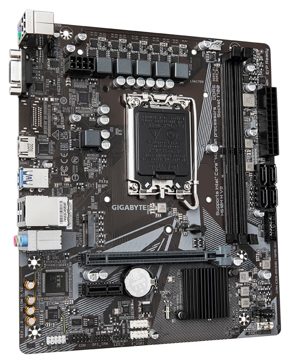 مادربرد Gigabyte سوکت LGA1700 نسل ۱۲ و ۱۳ مدل H610M K V2 Rev.1.0 مادربرد Gigabyte سوکت LGA1700 نسل ۱۲ و ۱۳ مدل H610M K V2 Rev.1.0