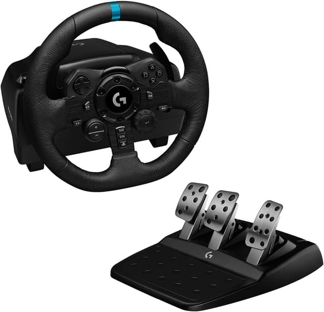 فرمان بازی مسابقهای Logitech G Driving Force با پدال ترمز مرحلهای، ساختار آلومینیومی، فولادی و چرمی، سازگار با PS3/PS4/PS5/PC، فناوری Trueforce، مشکی، مدل G923 فرمان بازی مسابقهای Logitech G Driving Force با پدال ترمز مرحلهای، ساختار آلومینیومی، فولادی و چرمی، سازگار با PS3/PS4/PS5/PC، فناوری Trueforce، مشکی، مدل G923