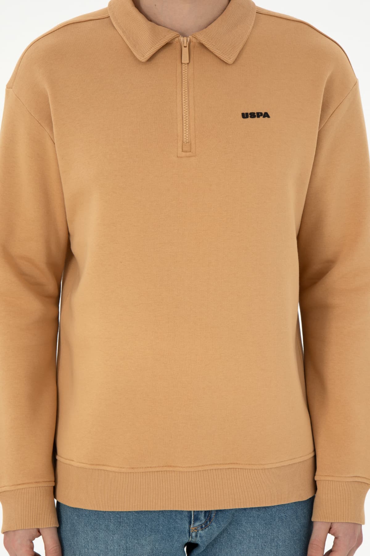سویشرت مردانه U.S. Polo Assn. فیت راحت نیمزیپ شتری ساده مدل 50298265-VR015 سویشرت مردانه U.S. Polo Assn. فیت راحت نیمزیپ شتری ساده مدل 50298265-VR015